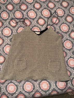 ba&sh Cream Knit Cami with Black Trim